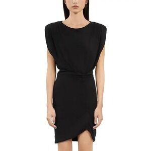 The Kooples Shirred Ruched Mini Dress Black‎ FR 2/US Medium MSRP $395